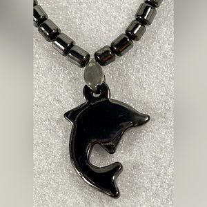 Hematite Dolphin necklace.